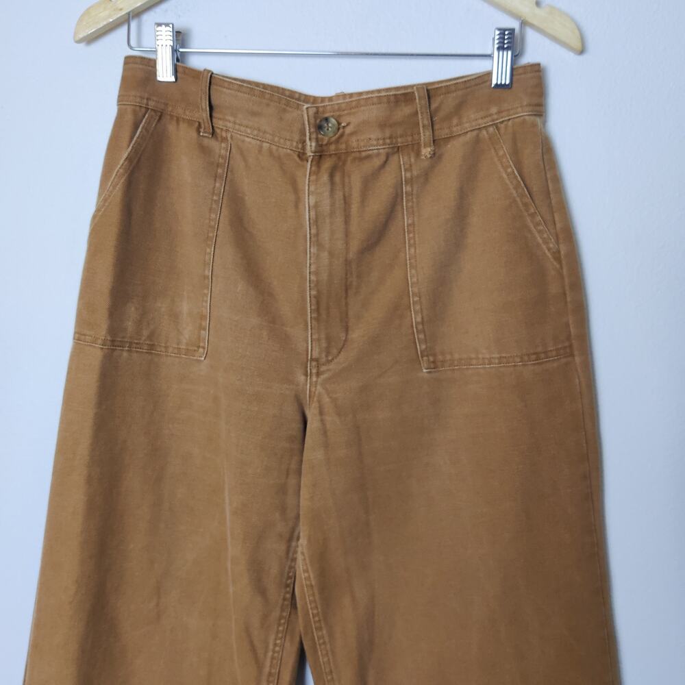 Frye Camber Nadia Canvas High Rise Wide Leg Ankle Pants 28 Workwear Nutmeg Brown - Picture 5 of 16